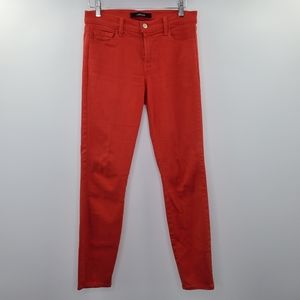 J Brand Skinny Crop Jeans Pompeian High Waisted Red Colored Denim